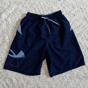 Under Armour Black Mesh Shorts with Blue Waistband